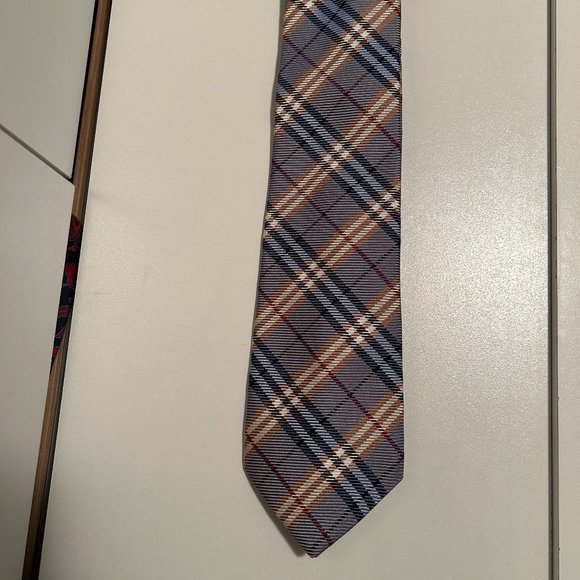 Burberry Blue Plaid Silk Tie (Hand Made in England) - Picture 1 of 6